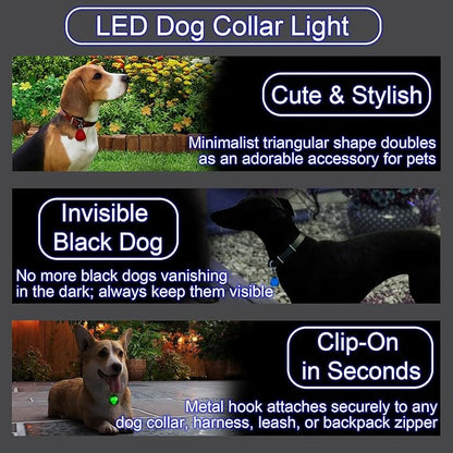 QUELIEN LED Dog Collar Light, Clip-On Dog Safety Light for Night Walking, High Visibility Light Up Dog Collar Accessory for Summer Camping & Hiking, Lightweight for All Pets, Blue