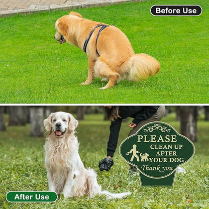 2 Pack Please Clean Up After Your Dog Sign, 10”x14” Double-Sided No Dog Poop Signs Heavy Duty Aluminum for Lawn Easy Install, Pick Up After Your Dog Sign with Integrated Stake for Yard, Outdoor Use