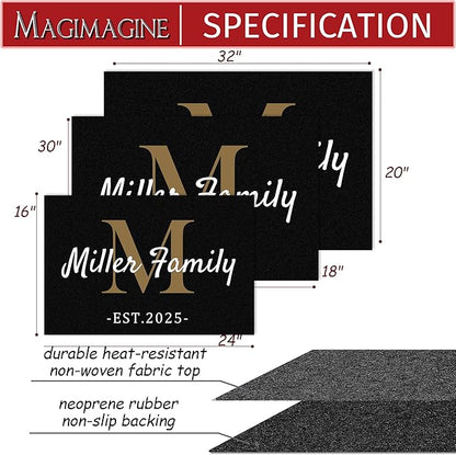 Custom Doormat with Family Name Year Personalized Entryway Door Mat Front Door Mat for Outdoor Decor Entrance Mat Customised Rug Christmas Housewarming Gift with Anti-Slip Backing