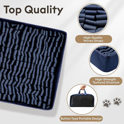 Snuffle Mat for Dogs, Dog Puzzle Mat, Interactive Dog Toys for Enrichment,Sniff Mats with Non-Slip Backing,Portable Design Easy to Store (Navy, 14" X 12"-Portable)