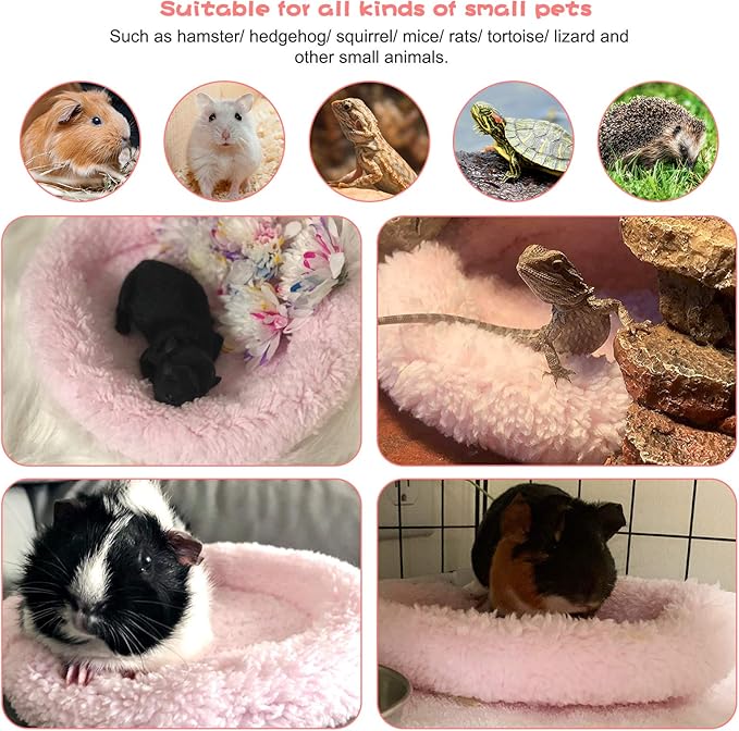 BWOGUE Hamster Bed,Round Velvet Warm Sleep Mat Pad for Hamster/Hedgehog/Squirrel/Mice/Rats and Other Small Animals