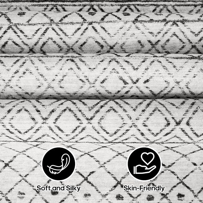 Washable Runner Rug 3x20 - Extra Long Runner Rugs for Hallways Low Pile Rug with Rubber Backing Floor Mat Non Slip Moroccan Indoor Carpet for Kitchen Bedroom Entryway 3x20 Geo Grey