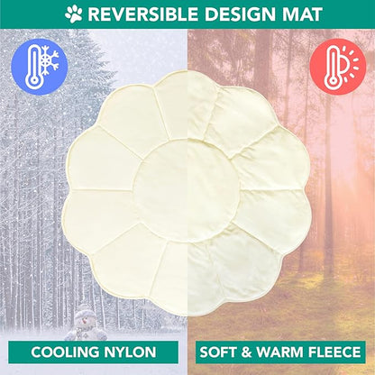 PetAmi Dog Cooling Mat, Flower Shape, Reversible Cooling Nylon Blanket Soft Fleece Pet Pad for Dogs Cats, Summer All Season Use Q-Max>0.3, Medium 44x44 in, Beige