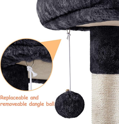 Topeakmart 34in Cat Tree Cat Tower Scratching Posts Modern Bed Cat Furniture for Indoor Cats and Kittens as Pet House Activity Center with Warm Condo, Fluffy Nest, Large Platform, Comfy Basket