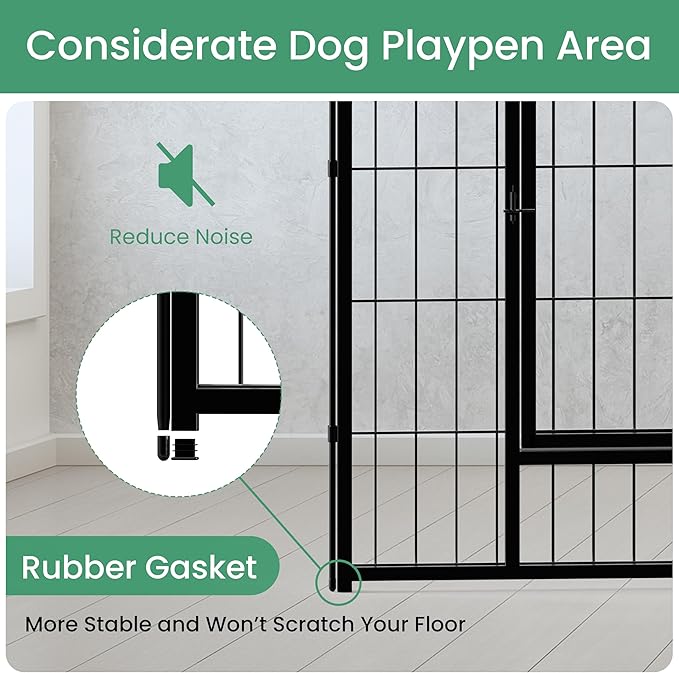 HealSmart Dog Playpen Indoor, Puppy Playpen Indoor Outdoor for Yard, Camping, RV, 40" Height 8 Panels Heavy Duty Dog Pen for Medium/Large Dogs, Black