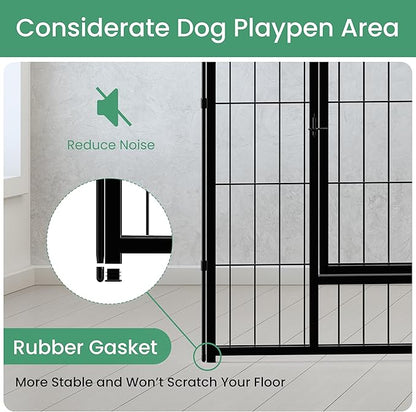 HealSmart Dog Playpen Indoor, Puppy Playpen Indoor Outdoor for Yard, Camping, RV, 40" Height 16 Panels Heavy Duty Dog Pen for Medium/Large Dogs, Black