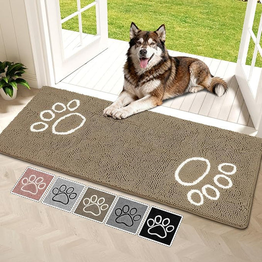 Bcoimo Super Absorbent Dog Door Mat, 60"*24" Anti Slip Mat for Muddy Paws, Pet Rugs for Dirty Paws Washable That Absorbs Moisture and Dirt, for Dog Cage and Pet Resting Carpet