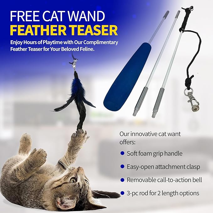 Pet Fit For Life Extra Large Cat Carrier for Travel - Foldable & Portable Collapsible Kennel with Litter Box, Feather Toy & Water/Food Bowl - Ideal for Cars, Long Trips & Indoor Cats - Blue Checkers