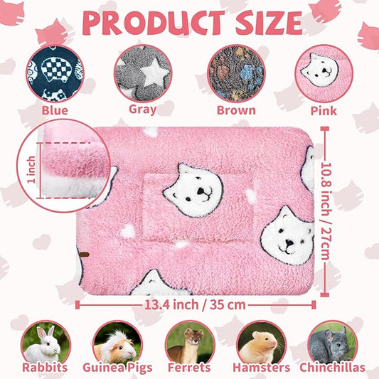 4 Pcs Guinea Pig Bed, Washable Rabbit Bunny Bed Mat Warm Small Animal Bed Pad Guinea Pig Pillow Pet Bed Mat for Chinchilla Hedgehog Ferret