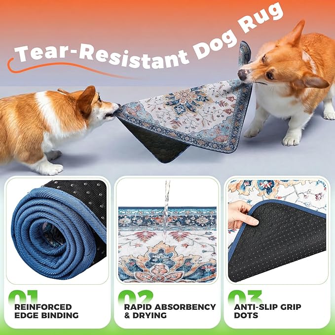 Hompet 2 Pack Super Absorbent Dog Door Mat for Muddy Paws, Washable Pee Pads for Dogs, Reusable Puppy Training Pads, Quick Dry Non-Slip Pet Entryway Rug, Leak-Proof Potty Pad for Indoor Floors 36x36