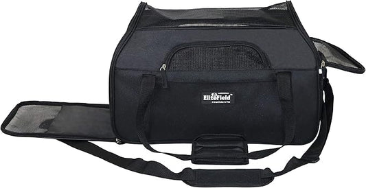 EliteField Soft Pet Carrier (3 Year Warranty, Airline Approved) Soft Sided Dog Puppy Cat Carrier Travel Bag (X-Large: 21" L x 12" W x 13" H, Black)