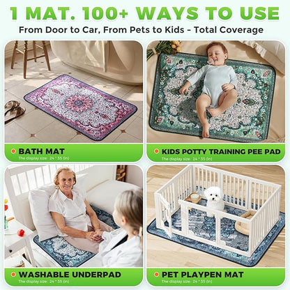 Hompet 2 Pack Super Absorbent Dog Door Mat for Muddy Paws, Washable Pee Pads for Dogs, Reusable Puppy Training Pads, Quick Dry Non-Slip Pet Entryway Rug, Leak-Proof Potty Pad for Indoor Floors 18x28