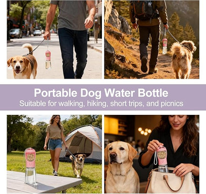 Dog Water Bottle, Portable Water Bottle with Food Container for Dogs Cat Pet Hiking Walking Travel Camping, Leak-Proof Dog Water Bowl Dispenser with Feeder Function Puppy Essentials