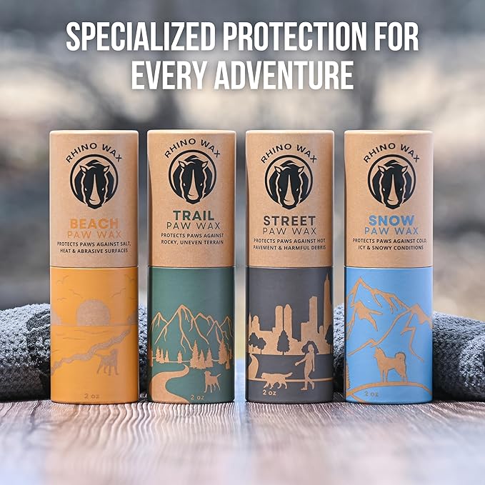 Dog Paw Trail Wax 2oz - Use Before Taking Dogs on a Hike - Balm Helps Protect Against Rocks, Uneven Terrain, Thorns, Glass - Moisturizes and Improves Elasticity - Lick-Safe - Made in USA