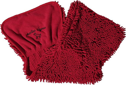Patas Lague Absorbent Dog Towel for Drying Dogs Large, 35''x15'' Extra Large Microfiber Quick Drying Pet Bath Towel with Hand Pockets, Machine Washable Pet Shammy Wine Red