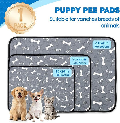 Washable Pee Pads for Dogs, Absorbent Reusable Puppy Training Pads, Leakproof, Non-Slip, Waterproof Cat Doggie Pad Pet Potty Mat for Indoor&Outdoor, Whelping, Playpen, Crate, Gray 20"x28"
