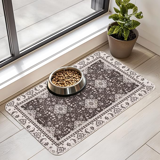 Dog Food Mat for Floors Waterproof Quick Dry Pet Placemat Cat Feeding Bowls Mats for Food and Water, Eco-Friendly Dog Accessories Diatomite Pets Supplies 12" X 20"
