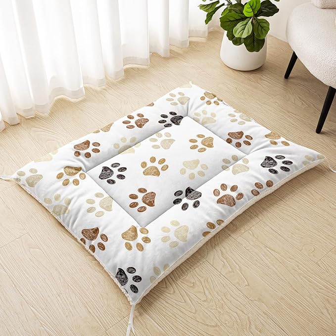 Dog Cat Bed Mat Ultra Soft Fluffy Pet Bed Washable Fashion Dog Crate Beds Comfy Comfy Pet Sleeping Pad Suitable for Pet Raised Bed(30"x26",Woof)