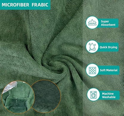 Dog Drying Coat Bathrobe Towel, Microfibre Material Fast Drying Super Absorbent Dog Bath Robe, Pet Quick Drying Moisture Absorbing with Adjustable Collar and Waist Green