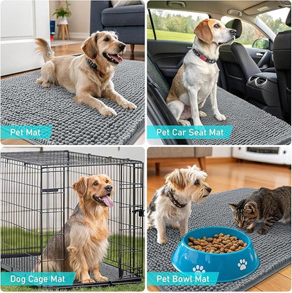 OLANLY Dog Door Mat for Muddy Paws 35x24, Absorbs Moisture and Dirt, Absorbent Non-Slip Washable Doormat, Quick Dry Chenille Mud Mat for Dogs, Entry Indoor Entryway Carpet for Inside Floor, Grey