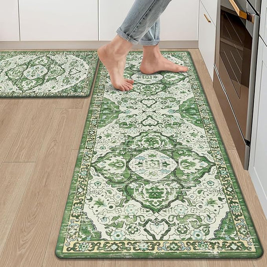 Ileading Anti Fatigue Kitchen Rugs Sets of 2 Cushioned Kitchen Mats for Floor Waterproof Kitchen Mat Set Non Slip Comfort Standing Mat for Kitchen, Office, Sink, Laundry