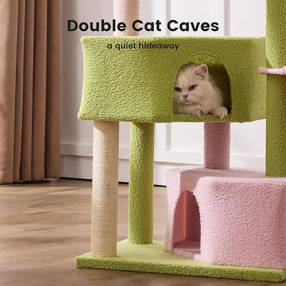 Gardner Pet 41" Cat Tree for Medium-Large Cats, Heavy Duty Cat Trees Pink Cat Towers with 2.8in Posts, Easy to Assembly