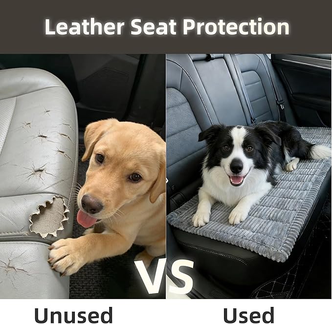 Dog Car Seat Cover, Pet Couch Covers for Car and Sofa, Non-Slip Backseat Pet Bed Mat, Machine Washable, Soft Plush Travel Seat Protector with Portable Storage Bag (Grey,23.6''×70'')