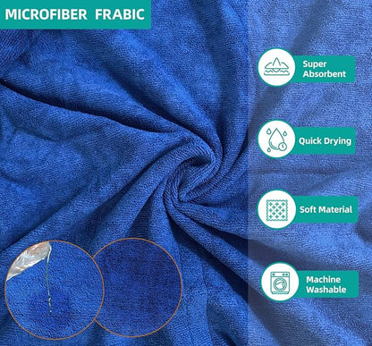 Dog Drying Coat Bathrobe Towel, Microfibre Material Fast Drying Super Absorbent Dog Bath Robe, Pet Quick Drying Moisture Absorbing with Adjustable Collar and Waist