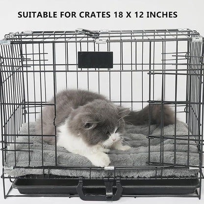 Cat Bed Dog Crate Pad Ultra Soft Comfy Flat Pet Bed Sleeping Cushion Washable Crate Mat for XX-Small Dogs and Indoor Cats Anti-Slip Tiny Dog Kennel Pad Cat Carrier Mat 18 x 12 inch Grey