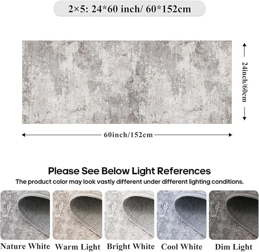 Abstract 2x5 Rug Runner Washable Non-Slip Hallway Carpet for Entryway, Kitchen,Laundry Room- Soft Low-Pile Thin Indoor Floor Mat - Modern Gifts for Newlyweds Household Home Decor 2x5 Grey