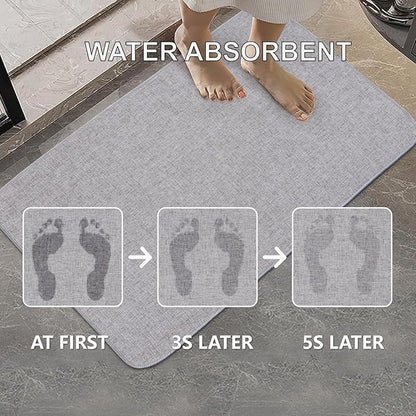 Indoor Door Mat, 1/10 in Ultra Thin Door Mat, Non-Slip Natural Rubber Backing Inside Doormat, Washable, Low-Profile Entrayway Mats, Durable Dirt Trapper for Various Entrance, 47''X24'', Grey