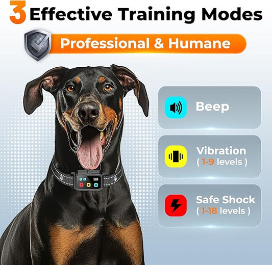AI Dog Shock Collar 2 Dogs (10-120Lbs) - 3300FT Dog Training Collar with Remote, IPX7 Waterproof Collar with Beep, Vibration, Safe Shock for Large Medium Small Dogs, Keypad Lock and Flashing Light