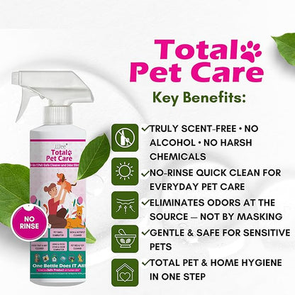 Pet Cleaner & Deodorizer for Dogs & Cats | No-Rinse Electrolyzed Water | Safe | Clean Paws, Coat, Hot Spots & Pet Messes | Fragrance-Free, No Harsh Chemicals | Made in Japan