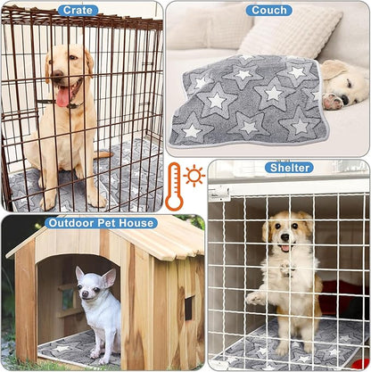 2 Pcs Large Self Warming Cat Pad Self Heating Cat Mat Bed Dog Crate Pet Blankets Thermal Heated Bed Mat for Outdoor Indoor Newborn Kittens Puppies Dog(Double Star,24 x 18)