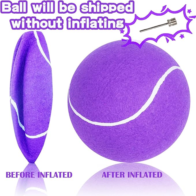 Big Tennis Ball for Dogs, Giant Dog Tennis Ball Toy Large Outdoor Sports Gift for Small Medium Large Dog (Purple, 9.5 inch)