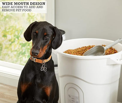 United Solutions Large Pet Food Storage Container with Snap-Tight Lid, 20 Gallon Capacity, Great for Dog Food, Livestock Feed, Bird Seed and More, (Pack of 2), White Base and Black Lid