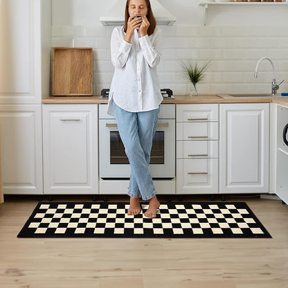 GRANNY SAYS Kitchen Mats for Floor, Kitchen Rugs Non Slip Washable, Runner Rugs for Kitchen Floor, 59" x 17.7", Stain Resistant Comfort Standing Mat Made of 100% Polypropylene, Black