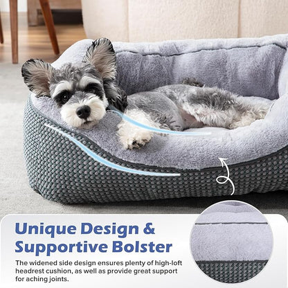 INVENHO Small Dog Bed for Small Dogs, Cat Beds for Indoor Cats Washable, Orthopedic Dog Bed, Warming Soft Calming Sleeping Puppy Bed Durable Pet Bed with Anti-Slip Bottom S(20"x19"x6")