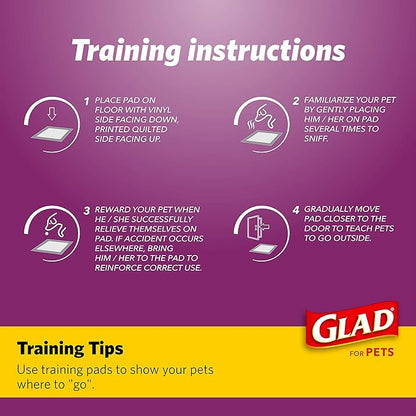 Glad for Pets Washable Training Pads, Medium Size (24”x36”), 2 Pack Gray with Paw Prints| Re-usable Cloth Dog Training Pads with 3 Layers of Leak Protection and No Slip Grip Vinyl Bottom