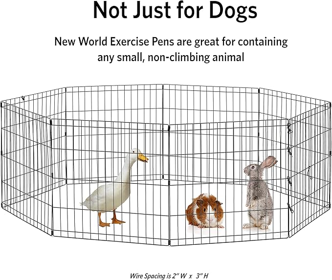 New World by MidWest Homes for Pets 24-Inch Exercise Pen, for Indoor and Outdoor use, 16 Sq Feet of Play, Folding Dog Pen, No Door Design for Maximum Security, Easy to Set Up, Foldable Pet Playpen