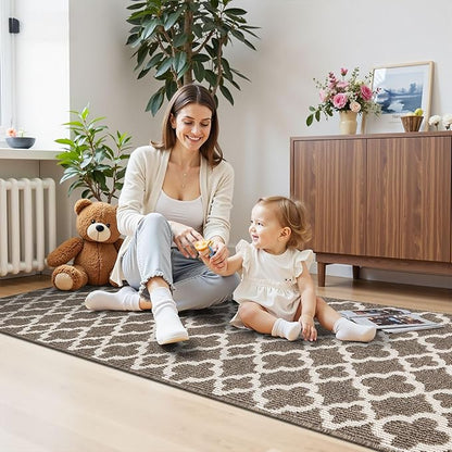 U'Artlines Runner Rug for Hallway 2×6feet Non Slip Kitchen Floor Carpet Runners Brown Geometric Pattern Machine Washable Area Rug for Entryway Bathroom