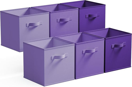 GRANNY SAYS 11 Inch Cube Storage Bins, 6 Pack Cube Storage Organizer with Handles, Storage Cubes for Shelves, Closet, Shelf Oganizer Bins, Purple Gradient