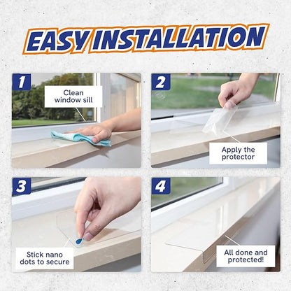 Panther Armor Window Sill Protector 2 Pack, Window Sill Cover and Windowsill Protector for Dogs and Cats, Clear Window Ledge Protector, Fits 29.5 x 3.25 Inch Sills, Easy Stick On Install, Large