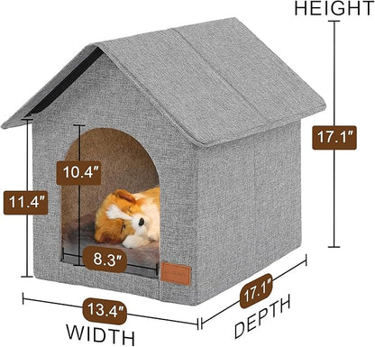 Indoor Dog House with Washable Plush Cushion - Small Size, Suitable for Small Dogs & Adult Cats