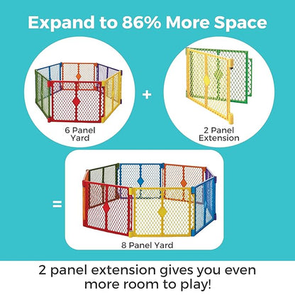 Toddleroo by North States - Superyard 2-Panel Extension: 65.5 Inch Play Yard Extension - Works with Superyard Playpens - Colorplay