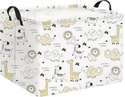 HIYAGON Baby Baskets kids Toy Basket for Boy and Girls Woodland Gift Basket Empty Cute Storage Bin Organizer Box Rectangular Animal Room Decor for Books(Animal)