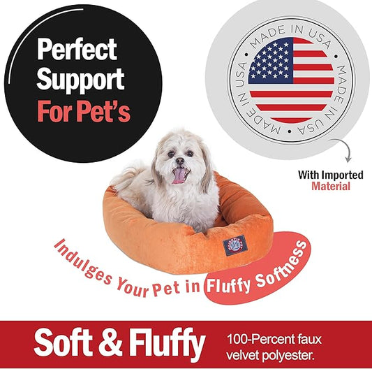 Majestic Pet Villa 24 Inch Shredded Memory Foam Dog Bed for Small Sized Dog 24x19x7 Inch–Orthopedic Pet Bed - Washable Small Puppy Mat with Head Support-Orange