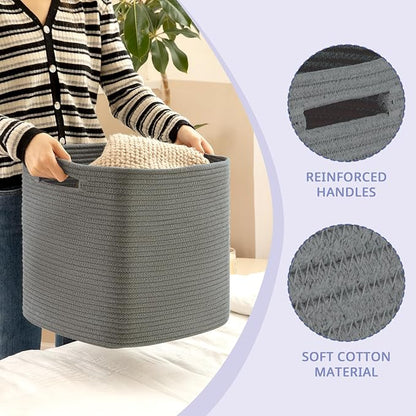 OIAHOMY Storage Cubes, 13 Inch Cube Storage Organizer, Collapsible Storage Bins, Baskets for Organizing, Storage Bins for Shelves-Dark Grey, 2-PACK