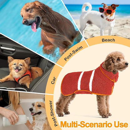Dog Bathrobe Super Absorbent Dog Towels Large Quick Drying Robes for After Bath Soft Adjustable Warm Keeping Dogs Towel(S-XXL)