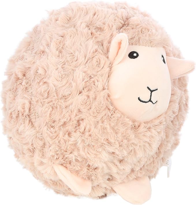 Pet Lou Lamb Ball, Biege, 8-inches Height, Squeak Toy, Plush, Pet Toys and Supplies